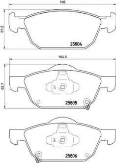 Комплект гальмівних колодок передн, HONDA ACCORD VIII, CIVIC IX, CIVIC X 1.0-2.4 06.08-12.22 BREMBO P28076X