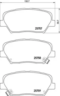 Комплект гальмівних колодок передн (з комплектуючими), HYUNDAI CRETA, GRANDEUR, NEXO, SANTA FE IV, SANTA FÉ III, SANTA FÉ III/SUV KIA CARENS IV, K9 II, SELTOS 1.6-Electric 01.11- BREMBO P30070X