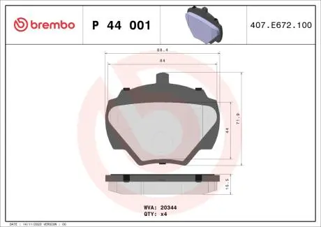 Гальмівні колодки дискові BREMBO P44 001