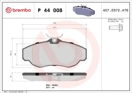 Гальмівні колодки дискові BREMBO P44 008