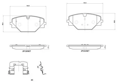 Колодки гальмівні дискові (комплект 4 шт) BREMBO P44032