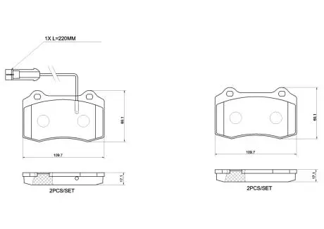 Комплект тормозных колодок задн., MASERATI GHIBLI III, QUATTROPORTE VI 3.0/3.0D/3.8 01.13- BREMBO P48002