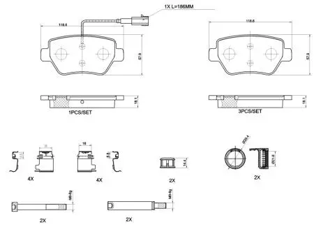 Гальмівні колодки, дискові BREMBO P 48 004