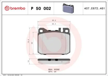Гальмівні колодки дискові BREMBO P50 002