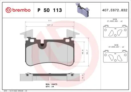Колодки гальмівні C W204 tyі BREMBO P50113