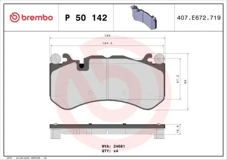Гальмівні колодки BREMBO P 50 142