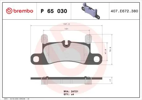 Колодки гальмівні дискові BREMBO P65 030