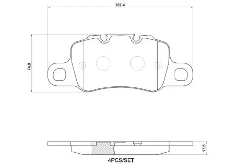 Комплект гальмівних колодок задн, PORSCHE 918 SPYDER 4.6H 11.13- BREMBO P65055