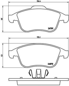 Гальмівні колодки, дискове гальмо (набір) BREMBO P68045 (фото 1)