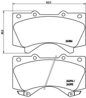 Колодки гальмівні (передні) Toyota Land Cruiser 200 08- (Advics) BREMBO P83107X