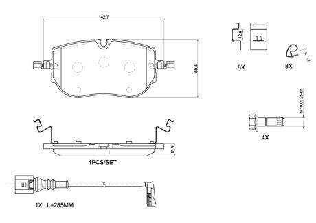 Комплект гальмівних колодок BREMBO P 85 192