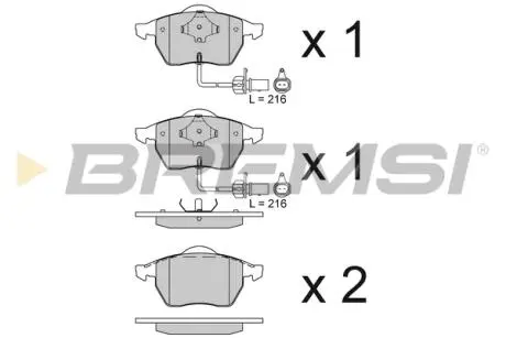 Тормозные колодки перед. Passat B5/Audi A4/A6 00-05 (с датчиком) BREMSI BP2816