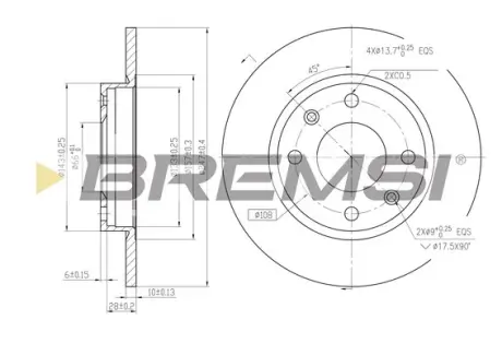 Гальмівний диск 106/205/206/306/309 (84-07) BREMSI CD6059S