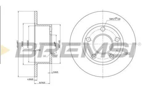 Гальмівний диск зад. Passat B5/Audi 100/A6 -05 (245x10) BREMSI CD6321S