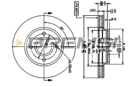 Тормозной диск перед. Mondeo I/II/ Scorpio 93-00 (вент) (260x24) BREMSI CD6364V