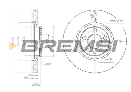 Тормозной диск перед. Scudo/Jumpy/Expert 00-04 (Lucas) (281x26) BREMSI CD6760V