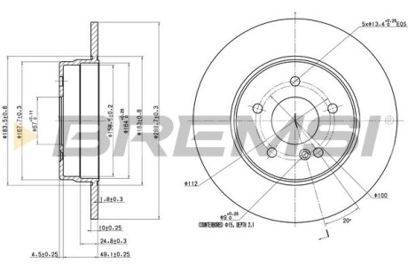 Гальмівний диск зад. Mercedes W210 95-02 (290x10) BREMSI CD6963S (фото 1)