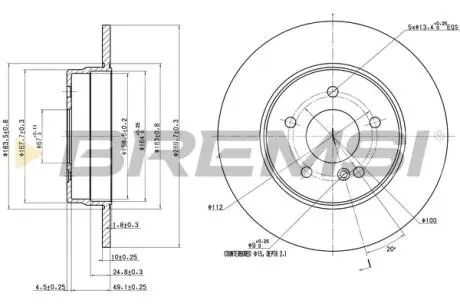 Тормозной диск зад. Mercedes W210 95-02 (290x10) BREMSI CD6963S