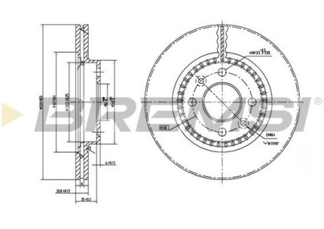 Тормозной диск перед. Kangoo/Clio I/II//Logan/Megane 97- (+ABS) (259x20.6) BREMSI CD7096V