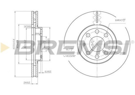 Тормозной диск перед. Combo 1.7DI/DTI 01- (вент.) (260x24) BREMSI CD7131V