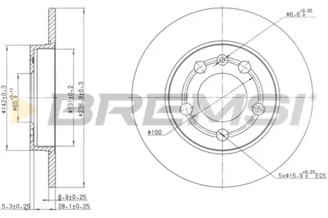 Гальмівний диск задн. Octavia/Golf/Bora/Jetta/A3 97-10 BREMSI CD7155S