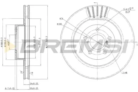 Гальмівний диск BRZ/Forester/Impreza/Legacy/Outback (09-21) BREMSI CD7175V
