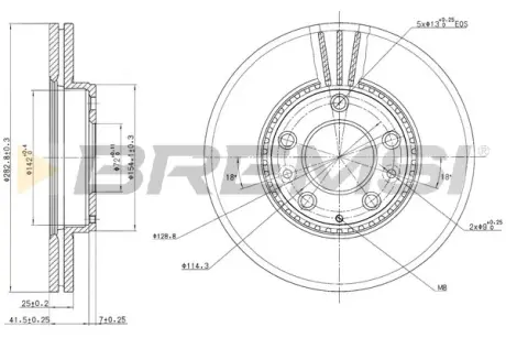 Гальмівний диск перед. Mazda 6 (05-08) BREMSI CD7210V