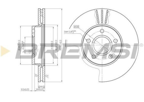 Тормозной диск перед. Ford C-Max 07-10/Focus 04-11 (278x25) BREMSI CD7222V (фото 1)