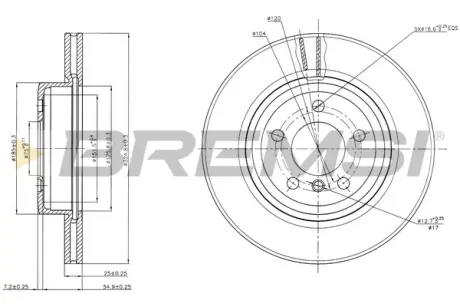 Гальмівний диск перед. BMW X3 (E83) 03-11 (325x25) BREMSI CD7271V