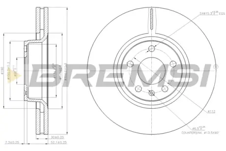 Гальмівний диск перед. Audi A6 04-/A8 03- (321x30) BREMSI CD7277V