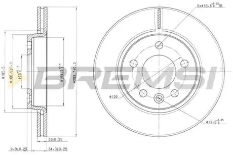 Тормозной диск зад. T5 03- (294x22) BREMSI CD7286V