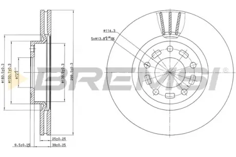 Гальмівний диск перед. Mazda 3/5 03- (300x25) BREMSI CD7312V