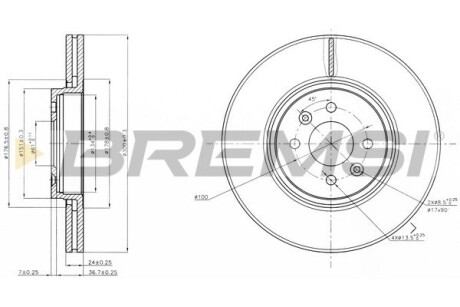 Тормозной диск перед. Renault Scenic 03- (вент.) (300x24) BREMSI CD7513V