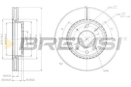 Тормозной диск перед. KIA Cerato 04- (275x26) BREMSI CD7528V