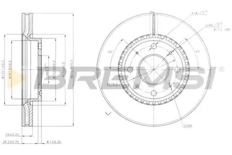 Гальмівний диск перед. KIA Cerato 04- (275x26) BREMSI CD7528V