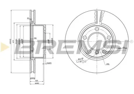 Гальмівний диск пер. BMW E90/E87/E81 04- 300мм BREMSI CD7536V