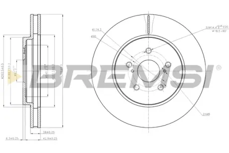 Гальмівний диск перед. LEXUS RX 03-08 (318,5x28) BREMSI CD7544V