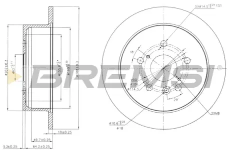 Гальмівний диск зад. Lexus RX 3.0/3.5i 03- (287,8x10) BREMSI CD7545S