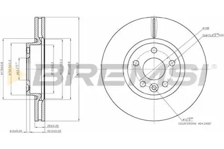Тормозной диск перед. Mondeo IV/S-MAX/Galaxy 06-15 (300x28) BREMSI CD7567V