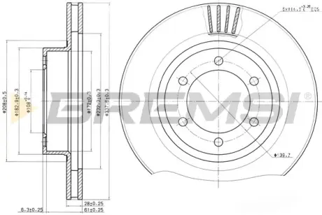 Гальмівний диск перед. Land Cruiser Prado/Lexus GX 01-09 (338x28) BREMSI CD7594V