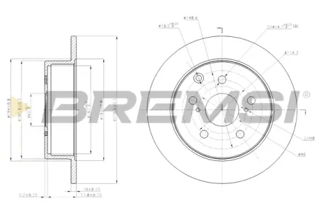 Гальмівний диск зад. AVENSIS 2.2 D-4D/D-CAT 05-08 (280x10mm) BREMSI CD7704S