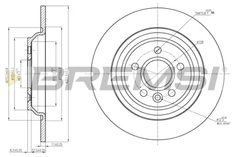 Гальмівний диск задн. INSIGNIA A/VOLVO XC70 II 1.4-3.2 07-17 BREMSI CD7720S