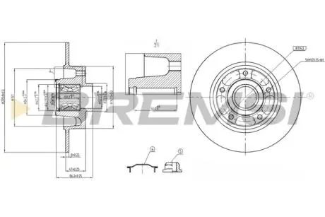Тормозной диск зад. Megane III/Scenic III/Fluence 08- (с подшипником)(260x8x30mm) BREMSI CD7732S