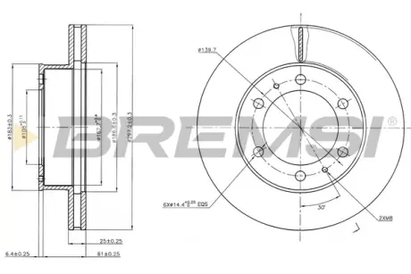 Фото тормозной диск перед. HILUX VII 2.5-3.0 05-15 (297x25mm) BREMSI CD7783V Тормозной диск перед. HILUX VII 2.5-3.0 05-15 (297x25mm) BREMSI CD7783V