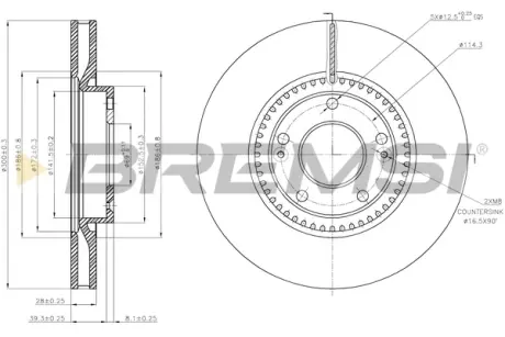 Гальмівний диск перед. Hyundai I30 /Kia Cee\'D/ Cerato III 1.4-2.6 11 - (300x28) BREMSI CD7795V