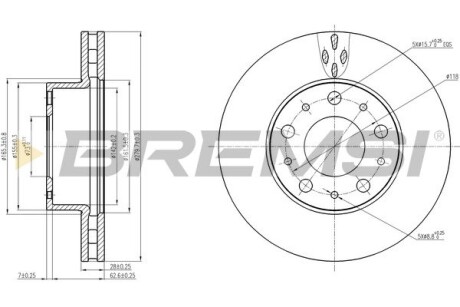 Гальмівний диск перед. Ducato/Boxer (1-1.5t) 06- (вент.)(280x28) BREMSI CD7800V