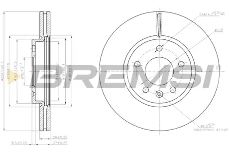 Гальмівний диск пер. Zafira/Ampera/Zafira/Astra/Orlando/Cruze/Volt 09- BREMSI CD7870V