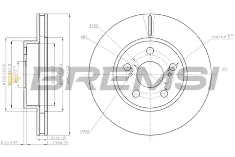 Гальмівний диск пер. Prius 03-09 BREMSI CD7886V