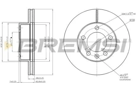 Тормозной диск перед. Master/Movano 10- (302mm) BREMSI CD7974V