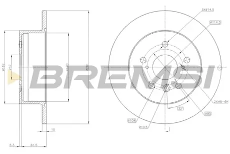 Гальмівний диск зад. Toyota Camry/Lexus ES 06-12 BREMSI CD7980S